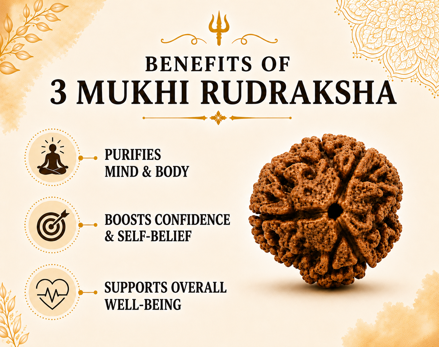 3 Mukhi Rudraksha ( Nepal Origin )